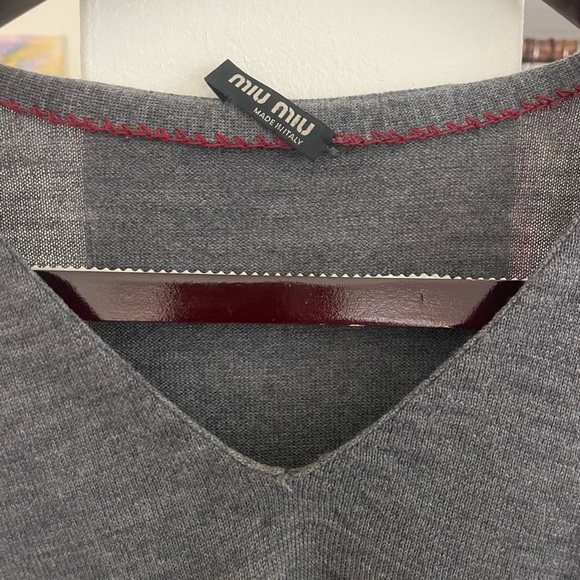 Miu miu vintage v neck dark grey sweater top - Picture 1 of 5